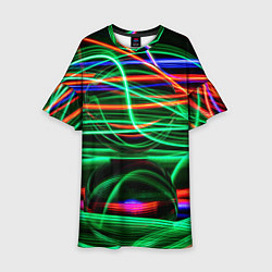 Платье клеш для девочки Абстрактное множество цветных линий, цвет: 3D-принт