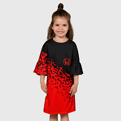 Платье клеш для девочки Honda - красные брызги, цвет: 3D-принт — фото 2