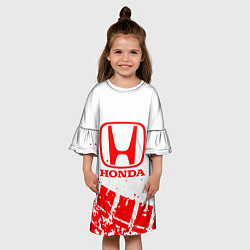 Платье клеш для девочки Honda - красный след шины, цвет: 3D-принт — фото 2