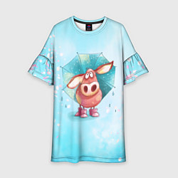 Детское платье Свинка под зонтиком в дождь