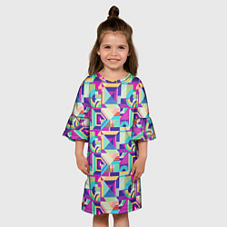 Платье клеш для девочки Геометрия абстрактный паттерн, цвет: 3D-принт — фото 2
