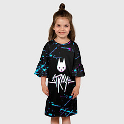 Платье клеш для девочки Stray - краска - neon, цвет: 3D-принт — фото 2