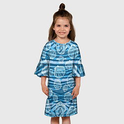 Платье клеш для девочки Паттерн из створок ракушки - океан, цвет: 3D-принт — фото 2