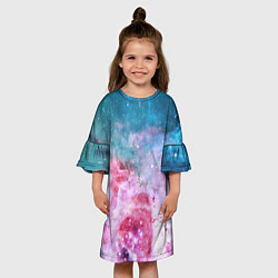 Платье клеш для девочки Вспыхнувший космос, цвет: 3D-принт — фото 2