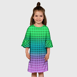 Платье клеш для девочки Gradient lilac green plaid, цвет: 3D-принт — фото 2