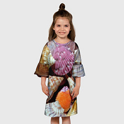 Платье клеш для девочки Композиция из океанских ракушек, цвет: 3D-принт — фото 2