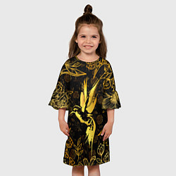Платье клеш для девочки Золотая колибри, цвет: 3D-принт — фото 2