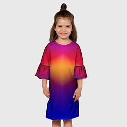 Платье клеш для девочки Красно-синий градиентный узор, цвет: 3D-принт — фото 2