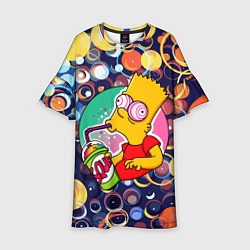 Платье клеш для девочки Bart Simpson пьёт лимонад, цвет: 3D-принт