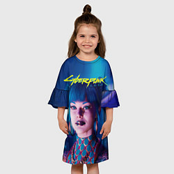 Платье клеш для девочки Чери - киберпанк, цвет: 3D-принт — фото 2