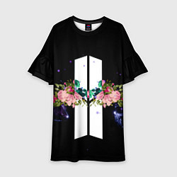 Платье клеш для девочки BTS Flowers In Space, цвет: 3D-принт