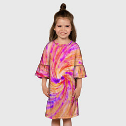 Платье клеш для девочки Color swirls, цвет: 3D-принт — фото 2