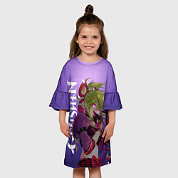 Платье клеш для девочки Геншин импакт - Куки Синобу, цвет: 3D-принт — фото 2