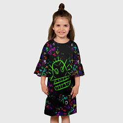 Платье клеш для девочки League Of Legends: Arcane neon, цвет: 3D-принт — фото 2