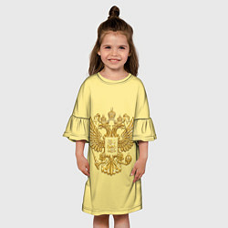 Платье клеш для девочки Герб России - золото, цвет: 3D-принт — фото 2