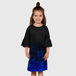 Платье клеш для девочки Однотонный черный и темно синий гранжевый градиент, цвет: 3D-принт — фото 2