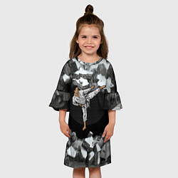Платье клеш для девочки Боевые искусства - каратист, цвет: 3D-принт — фото 2