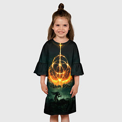 Платье клеш для девочки Elden ring art пламя, цвет: 3D-принт — фото 2