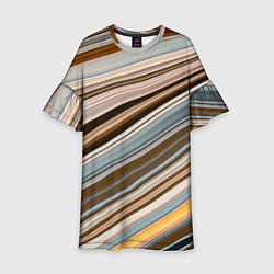 Платье клеш для девочки Colored wavy lines, цвет: 3D-принт