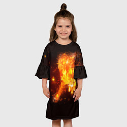 Платье клеш для девочки Огненная лошадь мчит галопом, цвет: 3D-принт — фото 2