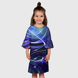 Платье клеш для девочки Абстрактные цветные полосы, цвет: 3D-принт — фото 2
