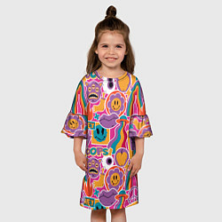 Платье клеш для девочки Психоделические страшилки, цвет: 3D-принт — фото 2