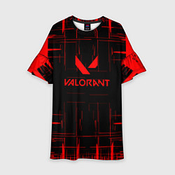 Платье клеш для девочки Valorant красные полосы, цвет: 3D-принт