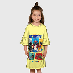 Платье клеш для девочки Супергерои и животные из мультика DC Лига Суперпит, цвет: 3D-принт — фото 2