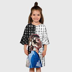 Платье клеш для девочки Танджиро Комадо - Клинок, цвет: 3D-принт — фото 2