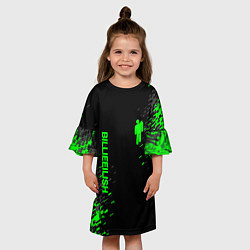 Платье клеш для девочки Билли Айлиш зелёная краска, цвет: 3D-принт — фото 2