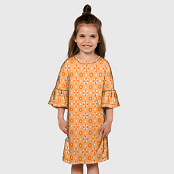 Платье клеш для девочки Абстракция - оранжевые зонтики, цвет: 3D-принт — фото 2