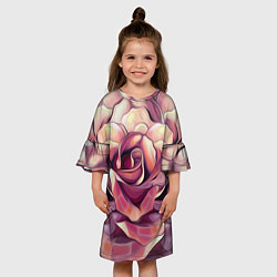 Платье клеш для девочки Крупная роза маслом, цвет: 3D-принт — фото 2