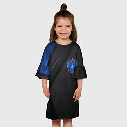 Платье клеш для девочки Черно-синий герб России, цвет: 3D-принт — фото 2