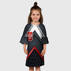 Платье клеш для девочки Герб России на объемном фоне, цвет: 3D-принт — фото 2