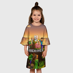 Платье клеш для девочки Василиса Minecraft, цвет: 3D-принт — фото 2