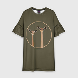 Платье клеш для девочки Пара жирафовых газелей геренук, цвет: 3D-принт