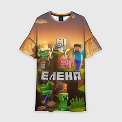 Платье клеш для девочки Елена Minecraft, цвет: 3D-принт