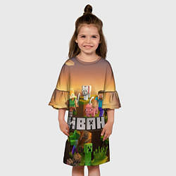 Платье клеш для девочки Иван Minecraft, цвет: 3D-принт — фото 2