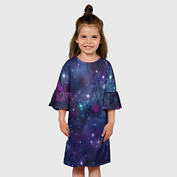 Платье клеш для девочки Бесконечность звездного неба, цвет: 3D-принт — фото 2