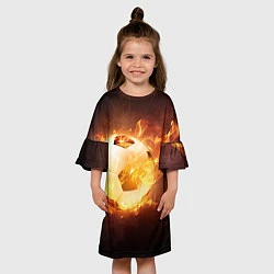 Платье клеш для девочки Футбольный мяч огонь, цвет: 3D-принт — фото 2
