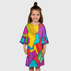 Платье клеш для девочки Фон из разноцветных кубиков, цвет: 3D-принт — фото 2