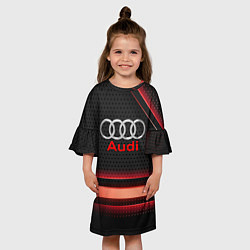 Платье клеш для девочки Audi абстракция карбон, цвет: 3D-принт — фото 2