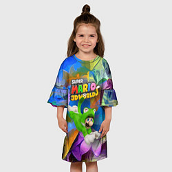 Платье клеш для девочки Luigi cat - Super Mario 3D World - Nintendo, цвет: 3D-принт — фото 2