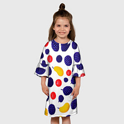 Платье клеш для девочки Ягодки и фрукты, цвет: 3D-принт — фото 2