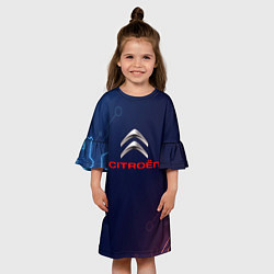 Платье клеш для девочки Citroёn абстракция неон, цвет: 3D-принт — фото 2