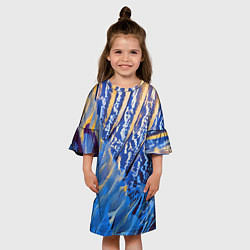 Платье клеш для девочки Перьевой паттерн - авангард, цвет: 3D-принт — фото 2