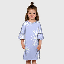 Платье клеш для девочки Снежинок узоры, цвет: 3D-принт — фото 2