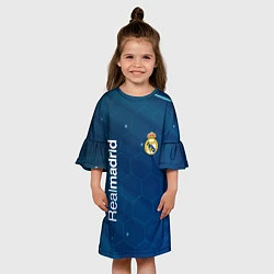 Платье клеш для девочки Real madrid голубая абстракция, цвет: 3D-принт — фото 2