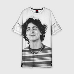 Платье клеш для девочки Timothee Chalamet black white photo, цвет: 3D-принт