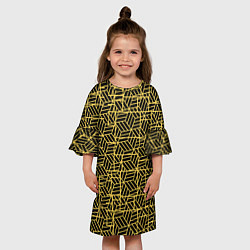 Платье клеш для девочки Геометрический узор полосатый кубик, цвет: 3D-принт — фото 2
